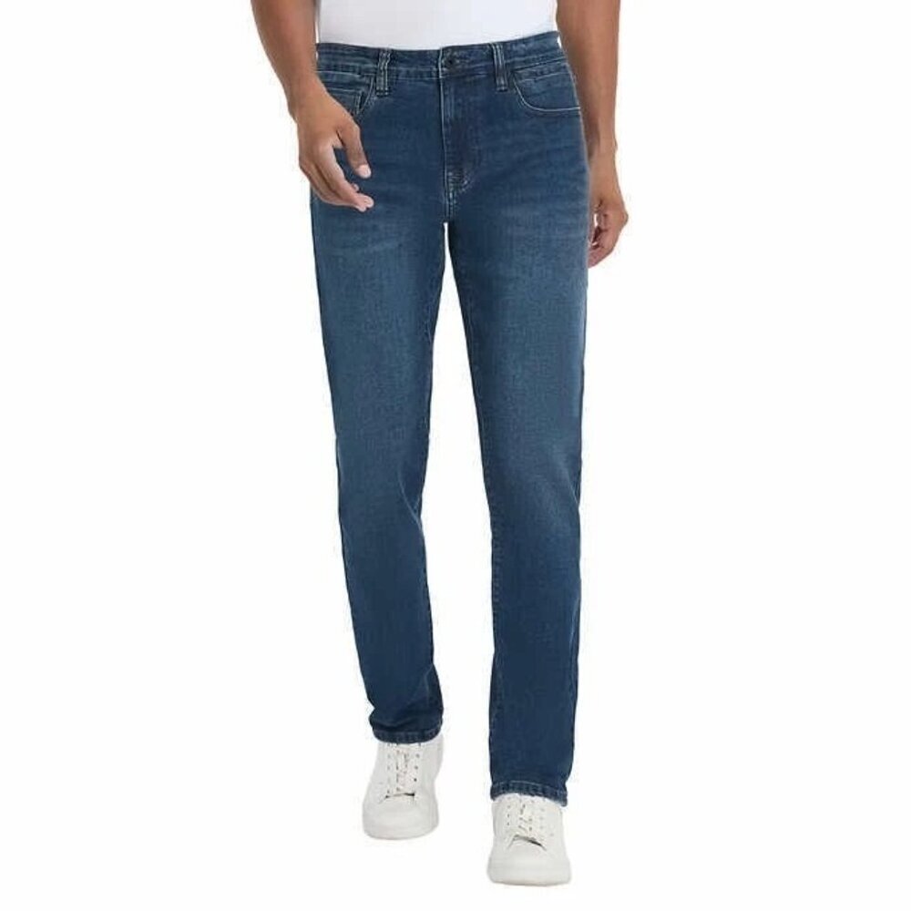 Kenneth Cole Men's 32x30 Straight Fit Denim Jeans Blue M0625